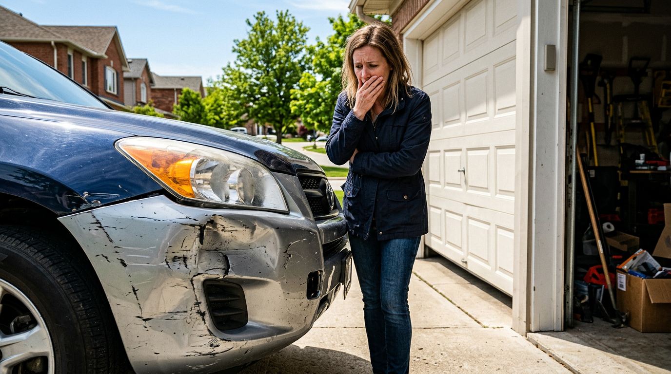 A car hitting a garage door can feel like a small disaster, but the right next steps can protect your home, your safety, and your wallet. This guide explains what to do immediately after the impact, how to assess the damage, and when a fast repair is the smartest choice.

What to do first
The first priority is safety. If the door is stuck, hanging crooked, or making unusual noises, keep everyone away from it and do not try to force it open or closed.

Follow these steps right away:

Turn off the garage door opener.

Check for broken glass, bent panels, loose parts, or cables that have come off track.

Make sure no one is standing under the door.

If the vehicle is still touching the door, do not reverse or move it until you know the door is stable.

If you smell burning, see sparks, or notice electrical damage, keep the area clear and call for help.

If the impact was hard enough to bend the track, break the spring system, or damage the opener arm, the door may be unsafe to use until it is inspected.

Why garage doors fail after impact
Garage doors are built to move smoothly under controlled tension, so even a moderate hit can throw the system out of alignment. A dented panel may look minor, but the real problem is often deeper inside the door’s structure or hardware.

Common damage includes:

Bent tracks that stop the rollers from moving properly.

Broken springs that leave the door too heavy to lift.

Damaged hinges or rollers that cause shaking or grinding.

Misaligned panels that create gaps or seal problems.

Opener arm damage that prevents the motor from working correctly.

In many cases, the door will still look partially functional while hiding a serious safety issue. That is why a quick inspection matters.

How to inspect the damage
Once the area is safe, do a simple visual check from a distance. Look at the door while it is fully closed and again while it is partially open, but only if it moves smoothly and does not jam.

Check for these warning signs:

The door sits unevenly or leans to one side.

One panel is crushed, cracked, or folded.

The tracks are bent, separated, or pulled away from the wall.

The door makes scraping, popping, or grinding sounds.

The opener runs, but the door barely moves.

The seal at the bottom no longer touches the floor evenly.

If any of these are present, stop using the system until a professional evaluates it. A door that seems “almost fine” can suddenly fail when under tension.

When repair is possible
Not every garage door hit means full replacement. If the damage is limited to a single panel, a hinge, or a roller, repair may be the best solution.

Repair is often possible when:

The door panels are dented but not severely warped.

The track is only slightly bent.

The opener still works and the motor has not been stressed.

The springs and cables are intact.

The frame and opening are still square.

A trained technician can tell whether the door can be repaired safely or whether replacing damaged sections is the better long-term option. In Phoenix, heat and sun exposure can also make older doors more fragile, so a damaged door may not recover well if it was already worn.

When replacement makes more sense
Sometimes the cost of fixing multiple parts is close to the cost of installing a new door. That is especially true if the impact caused structural damage, safety concerns, or repeated mechanical problems.

Replacement may be the better choice if:

Several panels are crushed or separated.

The door is older and parts are hard to match.

Springs, tracks, and the opener system are all damaged.

The door no longer seals properly and lets in dust or hot air.

The repair would only be a short-term fix.

A new door can improve safety, insulation, curb appeal, and everyday performance. For homeowners planning to stay in the house, that can be a smart investment.

What Phoenix homeowners should know
Phoenix weather adds stress to garage doors over time. High heat can wear down seals, affect finish quality, and make older components brittle faster than many homeowners expect.

That matters after an impact because:

Metal parts may already be weakened from long-term sun exposure.

Seals can dry out and crack, making alignment problems worse.

Heat can put extra stress on the opener and moving parts.

Dust and debris can make damaged tracks or rollers fail faster.

If your garage door already had a few issues before the accident, the collision may expose them. A local repair team that understands Phoenix conditions can often spot those issues more quickly.

What not to do
After a garage door is hit, a few common mistakes can make the problem worse. Even a well-intended quick fix can create more damage or injury risk.

Avoid these actions:

Do not force the door open or closed.

Do not try to straighten bent tracks with household tools.

Do not disconnect springs or cables on your own.

Do not keep using an opener that sounds strained or skips.

Do not assume a small dent means the door is safe.

Garage doors use high tension parts, and those parts can be dangerous when damaged. A professional repair is the safer path.

Insurance and documentation
If the car hit the garage door during a parking mistake, teen driver incident, or guest accident, documentation can help with the claims process. Take clear photos before anything is moved, if it is safe to do so.

Capture:

The full front view of the door.

Close-ups of dents, cracks, and broken hardware.

The vehicle position and any visible damage.

The opener and track area.

Any debris or separated pieces on the floor.

Keep your repair estimate and any receipts together. This can help you explain the damage clearly to an insurer and speed up the claim review.

How a repair visit usually works
A proper garage door inspection starts with checking the door’s balance, alignment, and hardware condition. The technician will look at the springs, rollers, tracks, cables, panels, and opener to find both visible and hidden damage.

A typical repair visit may include:

Removing unsafe tension from damaged components.

Replacing bent or broken parts.

Realigning the track and door sections.

Testing the balance and movement.

Confirming the opener works safely with the repaired door.

This process is important because the visible dent is not always the real problem. The repair has to restore safe movement, not just make the door look better.

Why fast service matters
A damaged garage door can leave your home exposed, interrupt access to your vehicle, and create a security risk. The longer the door stays damaged, the more likely it is that the issue will spread to other parts of the system.

Fast repair helps prevent:

Further bending of the tracks.

Extra wear on the opener motor.

A door getting stuck half open.

Water, dust, or pests getting into the garage.

A sudden failure while the door is moving.

That is why a same-day or next-day response is often worth it after an impact.

Why homeowners choose High Grade Garage Doors
If your garage door has been hit, you need a company that responds quickly and fixes the problem the right way. High Grade Garage Doors helps Phoenix homeowners restore safety, function, and peace of mind after accident damage.

For fast help, call High Grade Garage Doors at (602) 837-1888. Their team can assess the damage, explain your options clearly, and help you decide whether repair or replacement is the better move.

Frequently asked questions
Can I still use my garage door after a car hit it?
Only if a professional confirms it is safe. If the door is bent, noisy, uneven, or stuck, stop using it until it is inspected.

Is a dented garage door panel always a full replacement?
No. A single panel or hardware piece may be repairable if the rest of the system is intact and the door is still structurally sound.

How long does garage door repair take?
Simple repairs can often be completed in one visit. More severe damage may require parts ordering or full replacement.

Should I call insurance first or the repair company first?
If the garage door is unsafe or stuck open, call a repair company first. After that, document the damage and contact your insurer if needed.